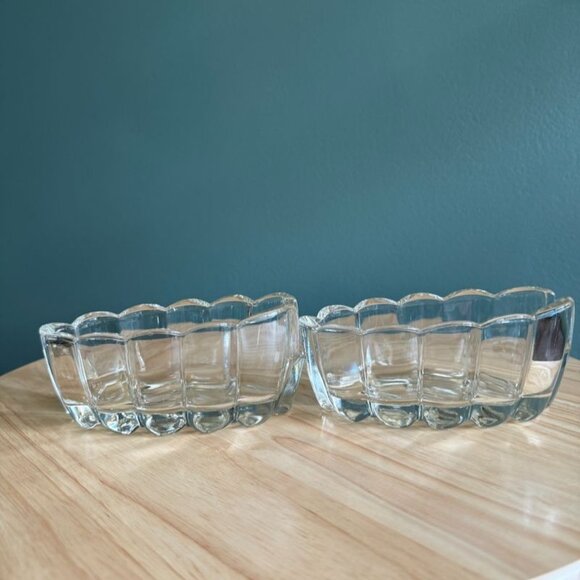 Vintage Princess House Clear Crystal Scalloped Oval Bowls Set Of 2 - Picture 4 of 10